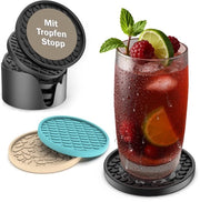 Onderzetters per vassoio per bicchieri con stop all'acqua, resistente al lavastoviglie, silicone extra spesso e antiscivolo, set da 6 pezzi