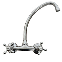 Rubinetto a parete vintage maniglia a stella canna alta cromato