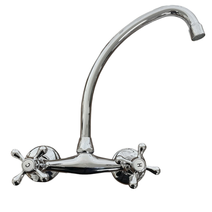 Rubinetto a parete vintage maniglia a stella canna alta cromato