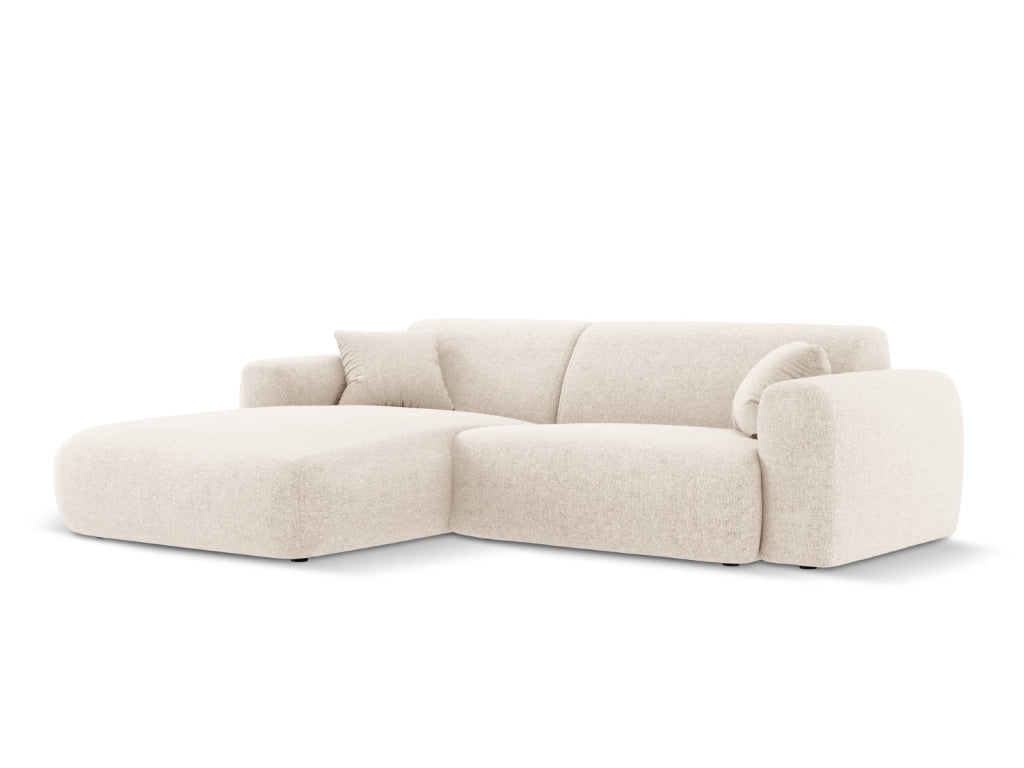 Cosmopolitan Design - Divano angolare sinistro "Nolio" 4 posti in ciniglia beige chiaro 