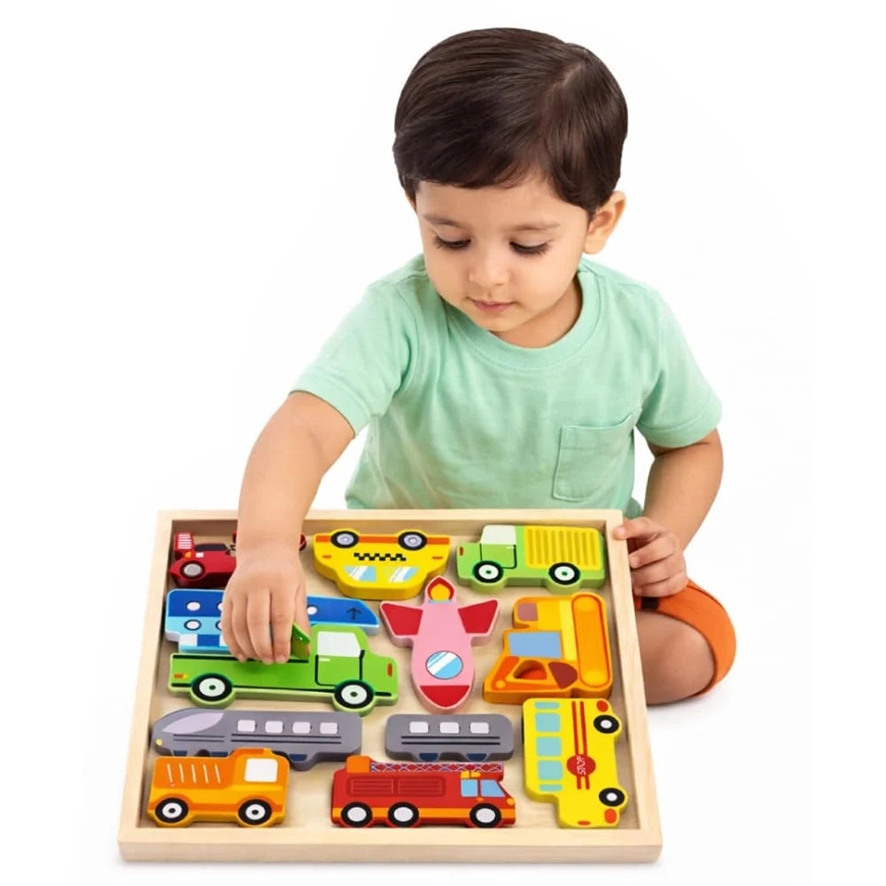 Trade Shop - Puzzle 3d A Incastro In Legno Forma Veicoli Per Bambini Gioco Da Tavolo Educativo 07939 -