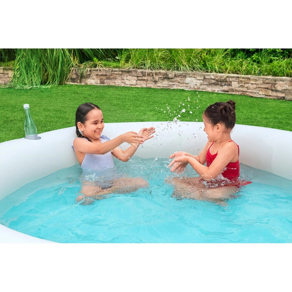 Trade Shop - Piscina Tonda Gonfiabile Family Stampa Arcobaleno 206x206x51cm Con 2 Portabicchieri 54443 -