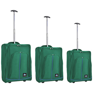 Set 3 Valigie Morbide Trolley da Viaggio Verde Bagaglio a Mano 50-55-60 cm