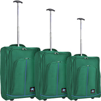 Set 3 Valigie Morbide Trolley da Viaggio Verde Bagaglio a Mano 50-55-60 cm