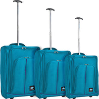Set 3 Valigie Morbide Trolley da Viaggio Azzurro Bagaglio a Mano 50-55-60 cm