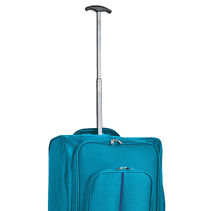 Set 3 Valigie Morbide Trolley da Viaggio Azzurro Bagaglio a Mano 50-55-60 cm
