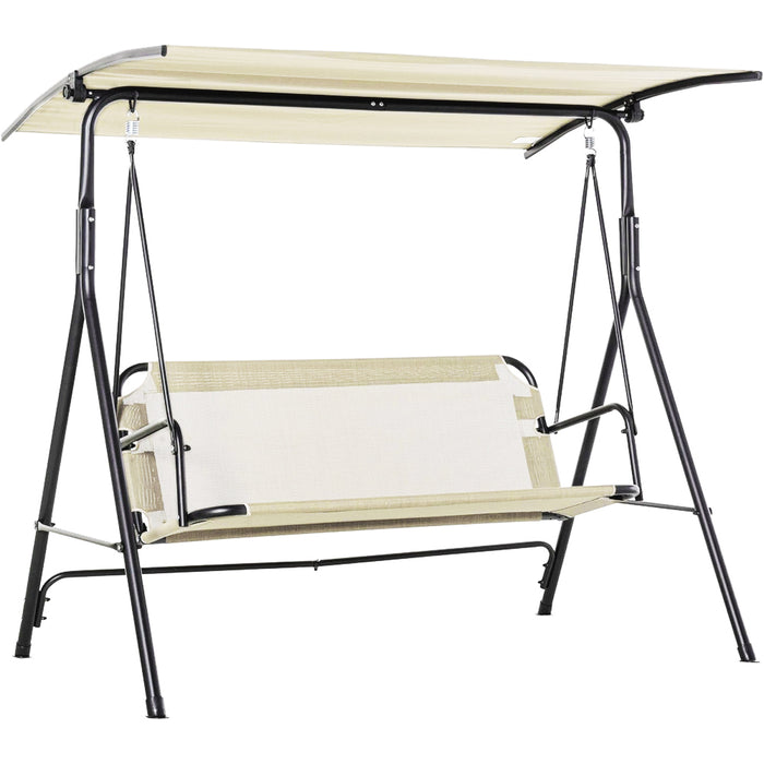 Dondolo da Giardino 3 Posti Tettuccio Parasole Regolabile 172x110x155 cm Beige