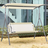 Dondolo da Giardino 3 Posti Tettuccio Parasole Regolabile 172x110x155 cm Beige