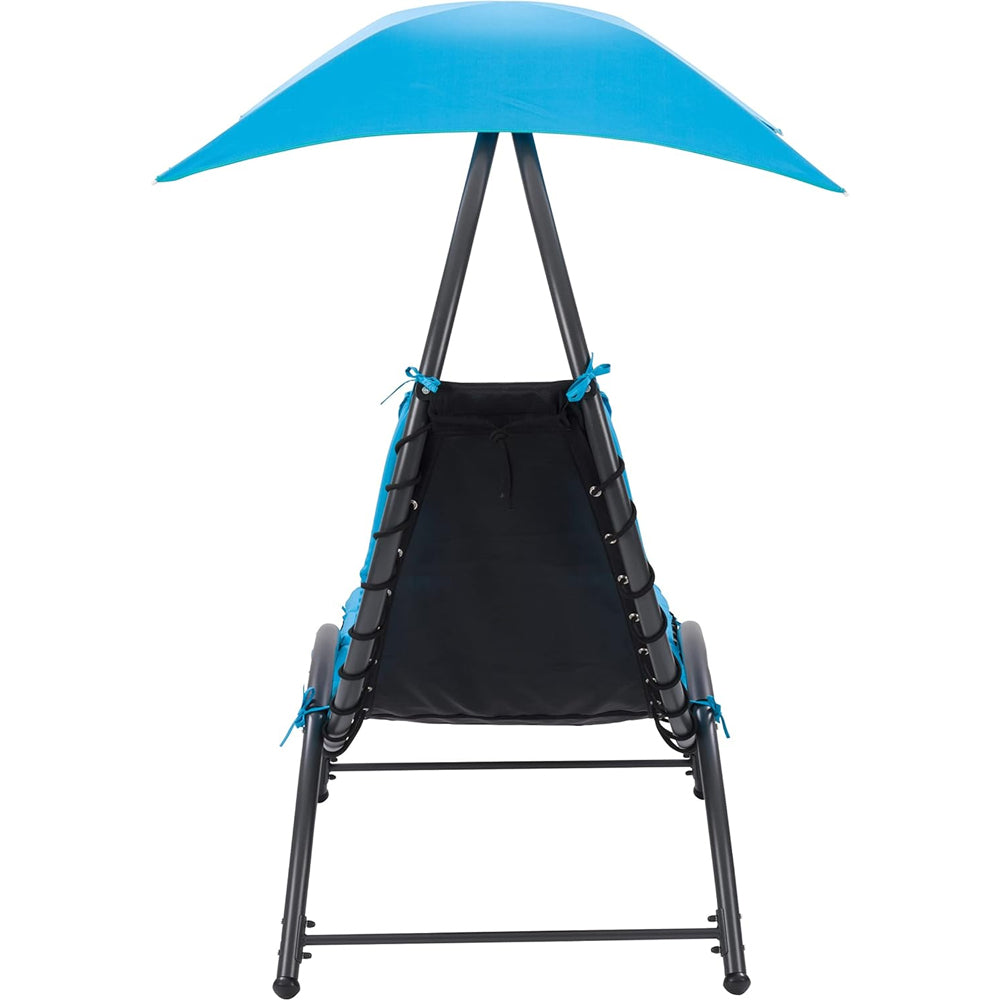 Lettino Sdraio Prendisole con Ombrellone Parasole Amaca da Giardino in Acciaio Blu