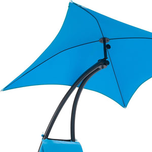 Lettino Sdraio Prendisole con Ombrellone Parasole Amaca da Giardino in Acciaio Blu