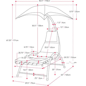 Sedia Sdraio Prendisole con Ombrellone Parasole Amaca da Giardino Acciaio Beige