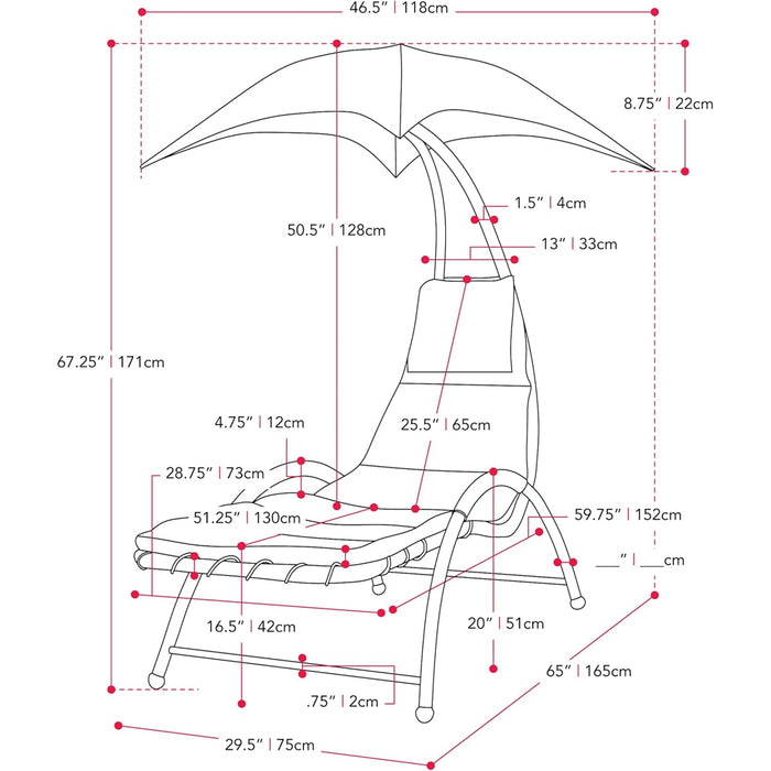 Sedia Sdraio Prendisole con Ombrellone Parasole Amaca da Giardino Acciaio Beige