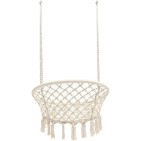 Dondolo Poltrona Amaca Sospesa Intrecciata Beige Sedia Altalena Interni Esterni