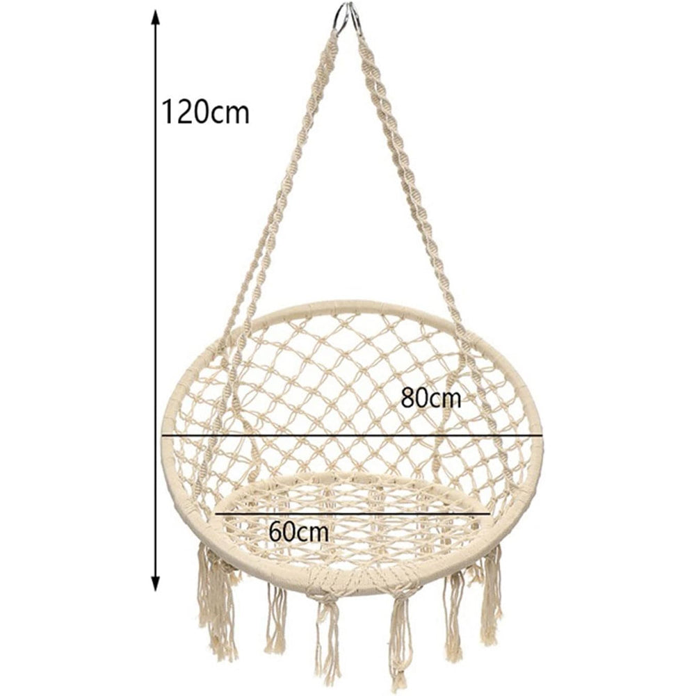 Dondolo Poltrona Amaca Sospesa Intrecciata Beige Sedia Altalena Interni Esterni