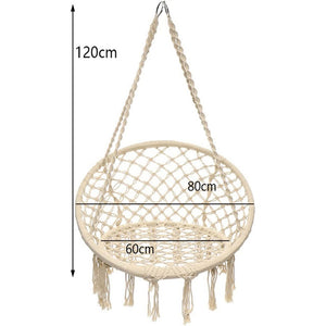 Dondolo Poltrona Amaca Sospesa Intrecciata Beige Sedia Altalena Interni Esterni