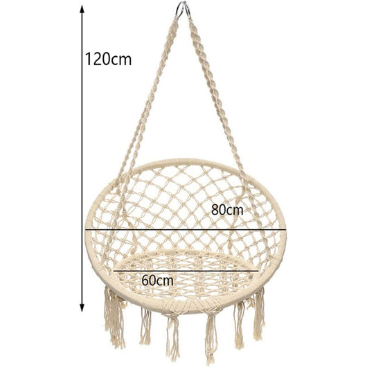 Dondolo Poltrona Amaca Sospesa Intrecciata Beige Sedia Altalena Interni Esterni