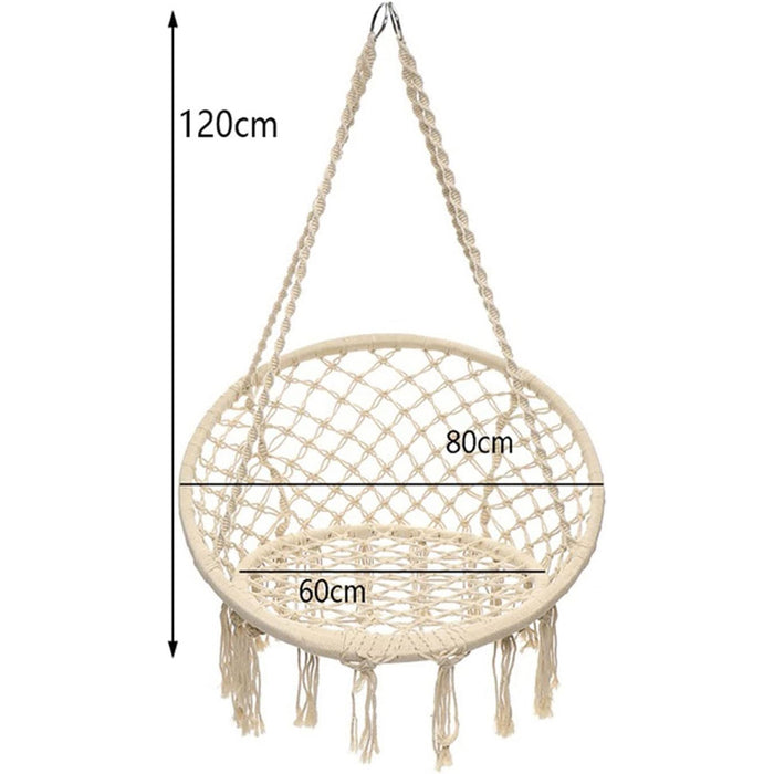 Dondolo Poltrona Amaca Sospesa Intrecciata Beige Sedia Altalena Interni Esterni