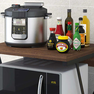 Scaffale Mensola Cucina Mobiletto Porta Microonde con Cassetto Metallo e Legno Noce