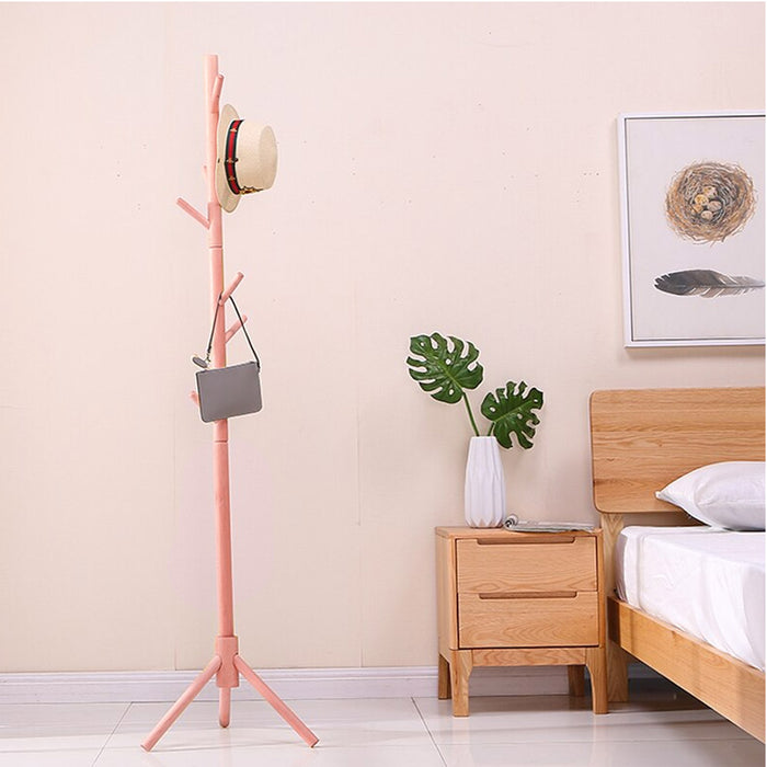 Piantana Appendiabiti in legno Naturale 8 Ganci 41x41 H176cm Verniciato Rosa