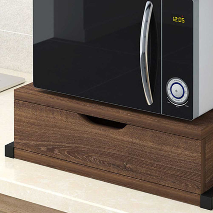 Scaffale Mensola Cucina Mobiletto Porta Microonde con Cassetto Metallo e Legno Noce