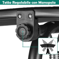 Dondolo da Giardino 3 Posti 172cm Tettuccio Regolabile Impermeabile Struttura Acciaio Nero