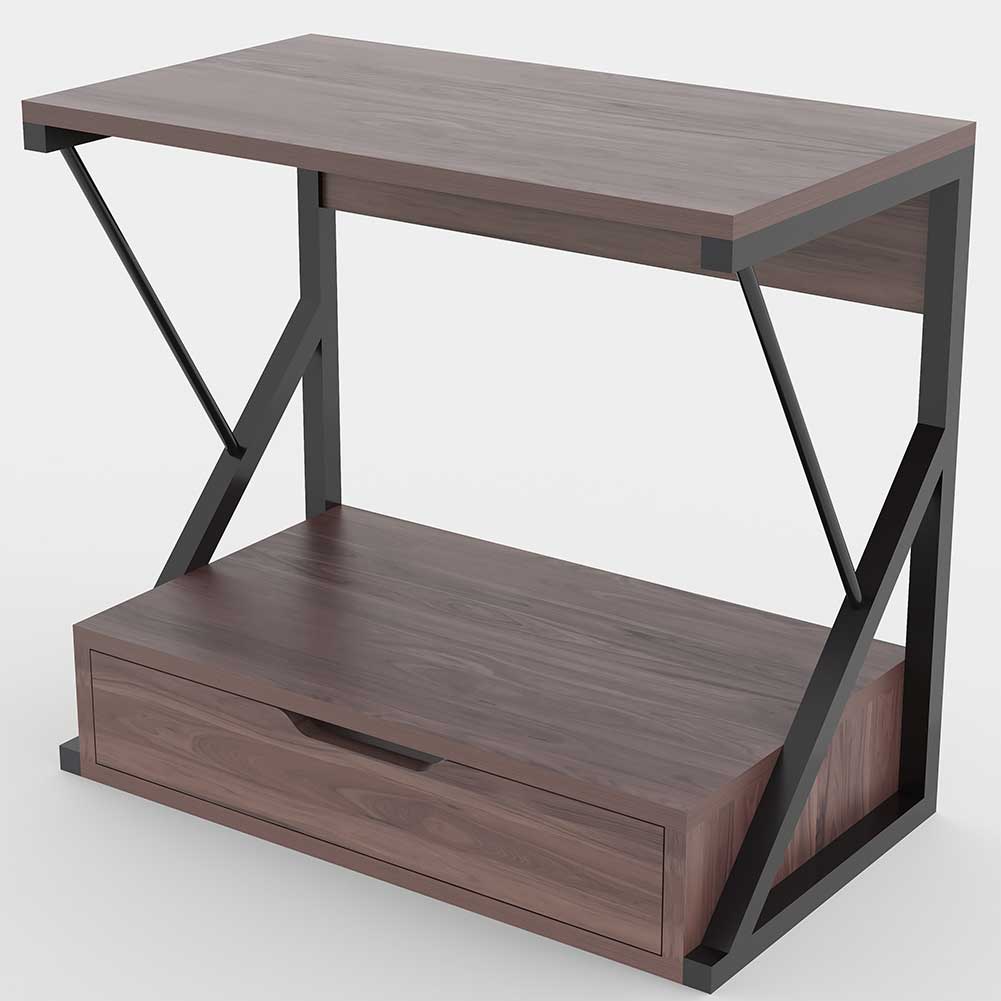 Scaffale Mensola Cucina Mobiletto Porta Microonde con Cassetto Metallo e Legno Noce