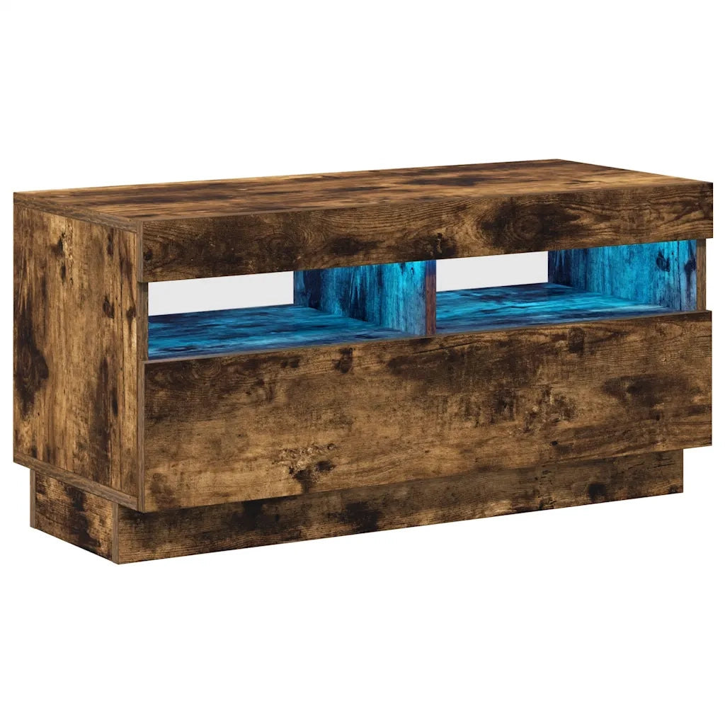Mobile Porta TV con Luci LED Rovere Fumo 80x35x40 cm 815723