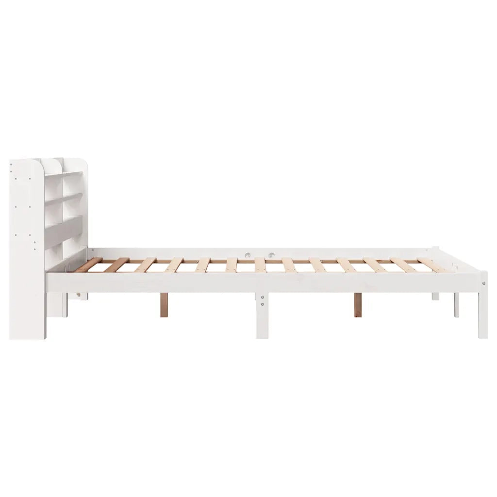 Letto senza Materasso-Struttura Letto Bianco 135x190 cm Legno Massello di Pino 370678