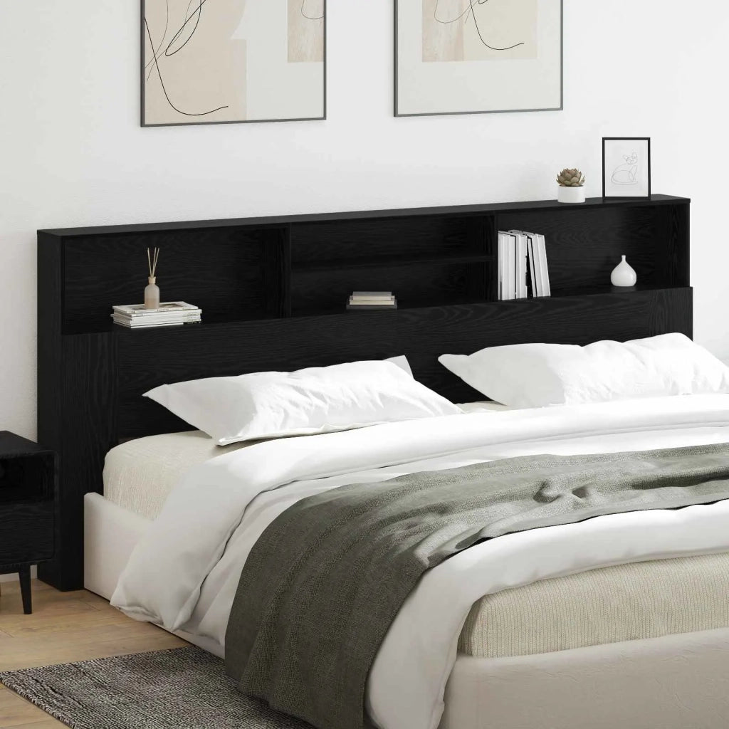 Testata del letto con testiera Rovere Nero 220 x 19 x 101,5 cm 879449