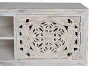 Mobile tv a due ante in massello di mango intagliato a mano