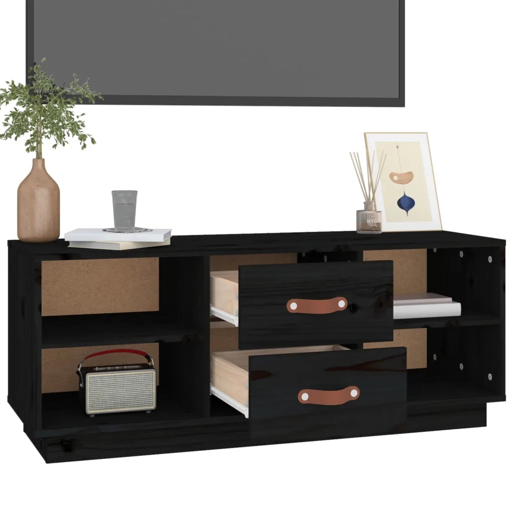 Mobile Porta TV Nero 100x34x40 cm in Legno Massello di Pino cod mxl 16366
