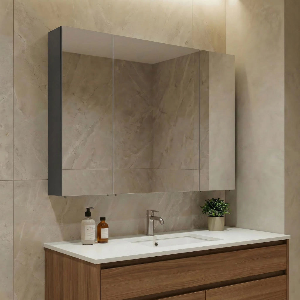 Mobile da bagno con specchio "Nuvola 100 v2" - 97 x 16 x 66 cm - Antracite