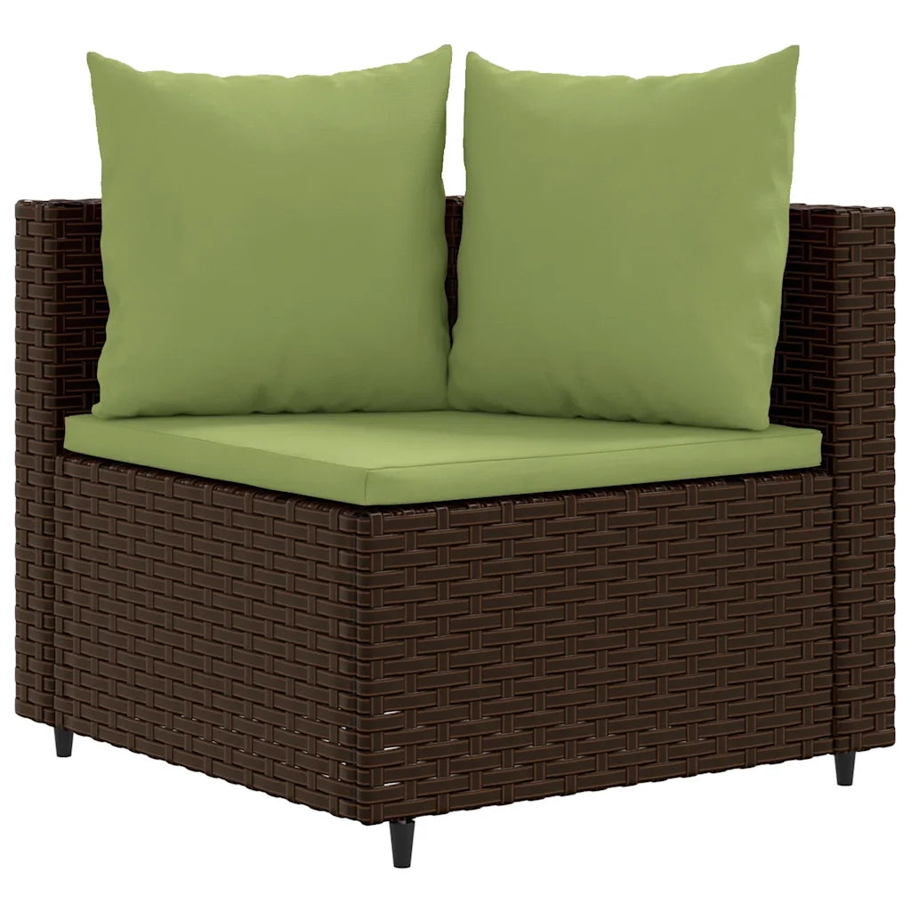 Set Divano da Giardino 4 pz con Cuscini Marrone in Polyrattan 3308366
