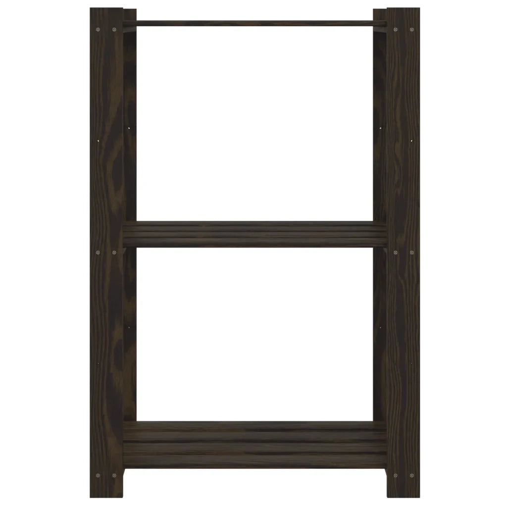 Scaffale a 3 Livelli Nero 60x38x90 cm in Legno Massello di Pinocod mxl 108297