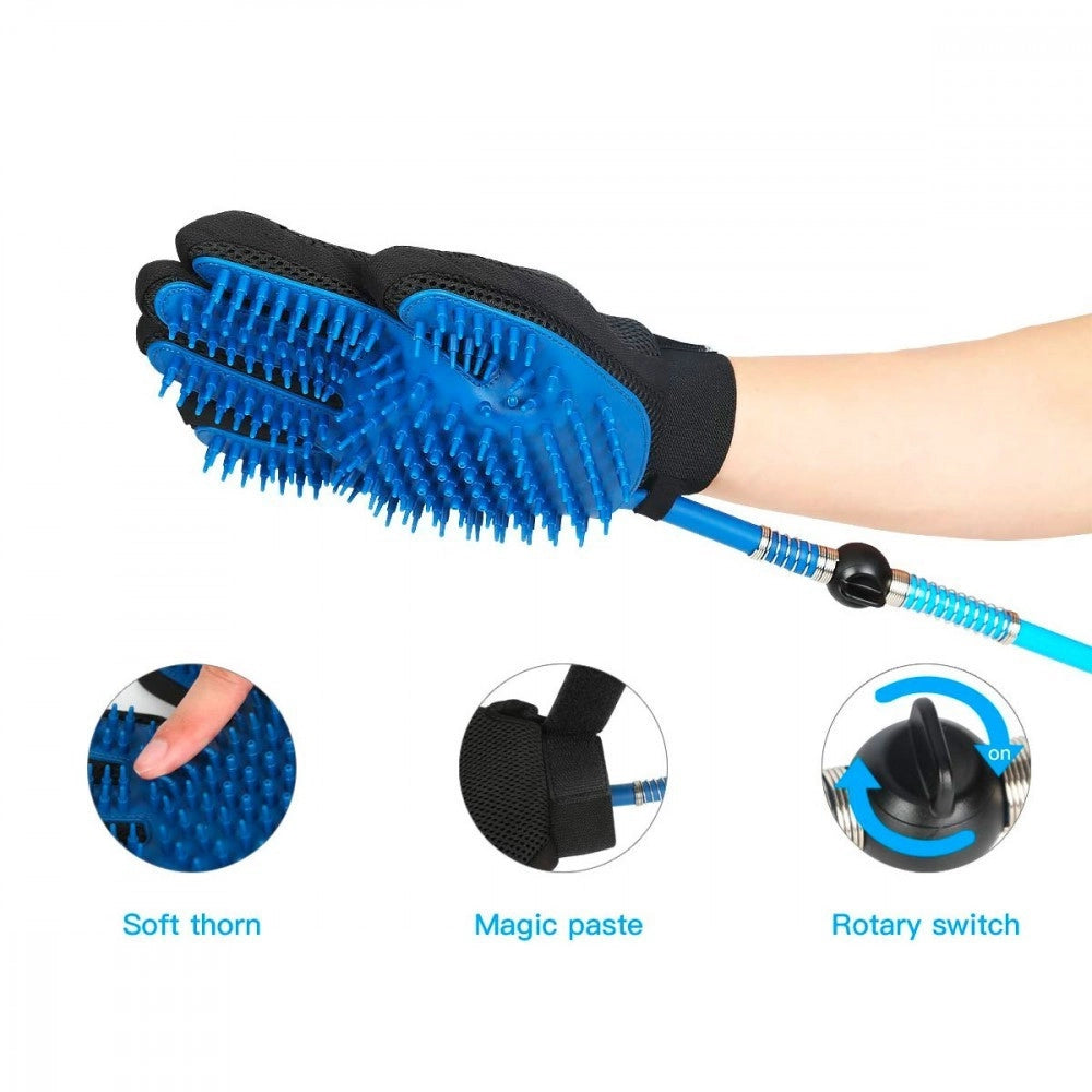 Trade Shop - Guanto Massaggiante Doccia Cl-018 Per Animali Tubo Integrato Aggancio Universale -