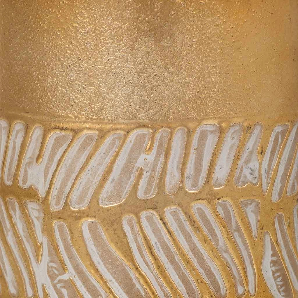 Portacandele in ceramica dorata 10,5x6,5x12,5h
