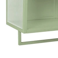Moderno pensile con ante in vetro, due livelli di spazio chiuso, ripiano aperto e porta asciugamani, 70×23×78 cm, Verde
