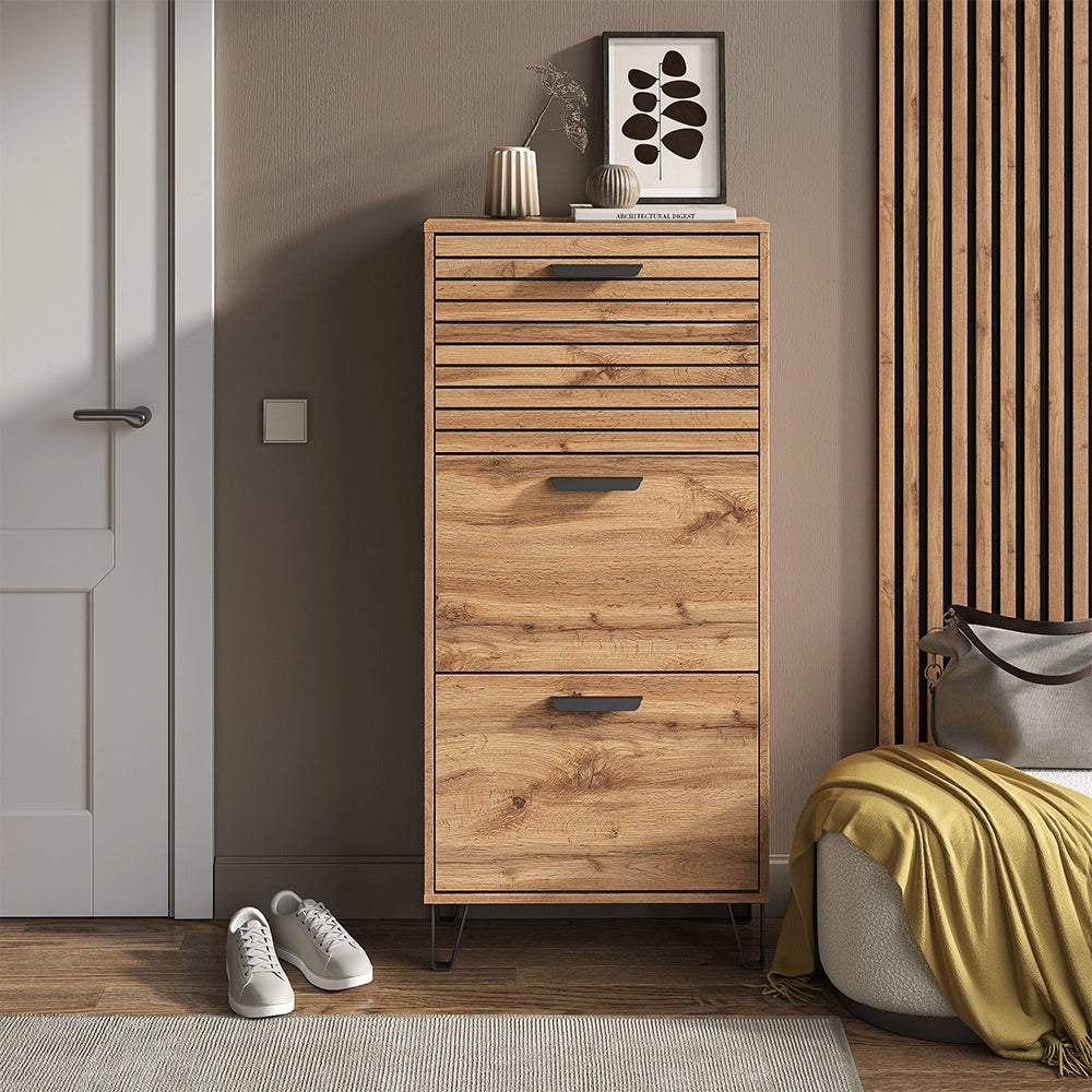 Vicco Scarpiera Quercia Wotan 62 x 130 cm con 3 scomparti