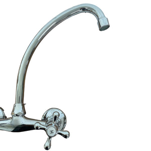 Rubinetto a parete vintage maniglia a stella canna alta cromato