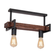 Plafoniera Luminex Hard industriale nera legno 2xE27