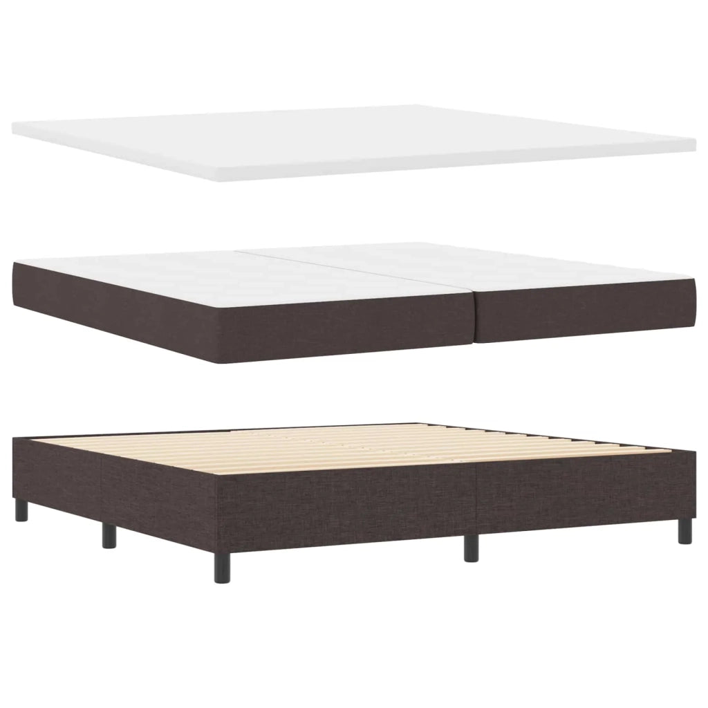 Letto a Sorgente LED Marrone Scuro 200 x 200 cm Tessuto