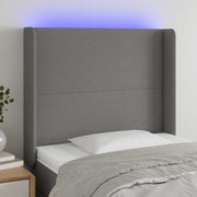 Testiera a LED-Testata con LED Grigio Scuro 93x16x118/128 cm in Tessuto 857239