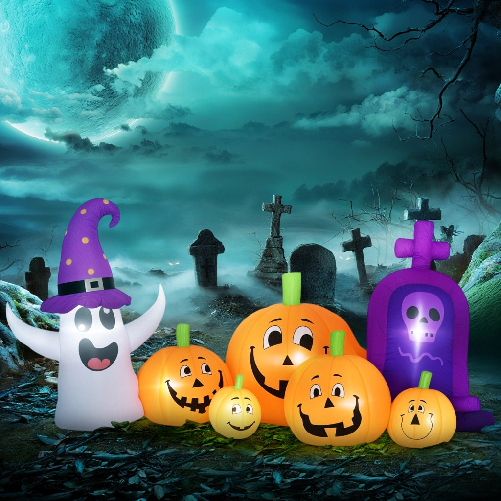Zucca Inflatable Fantasma Lapide con Luci LED IP44 ¨C zephmum ¨C 240x130x130 cm Multicolor