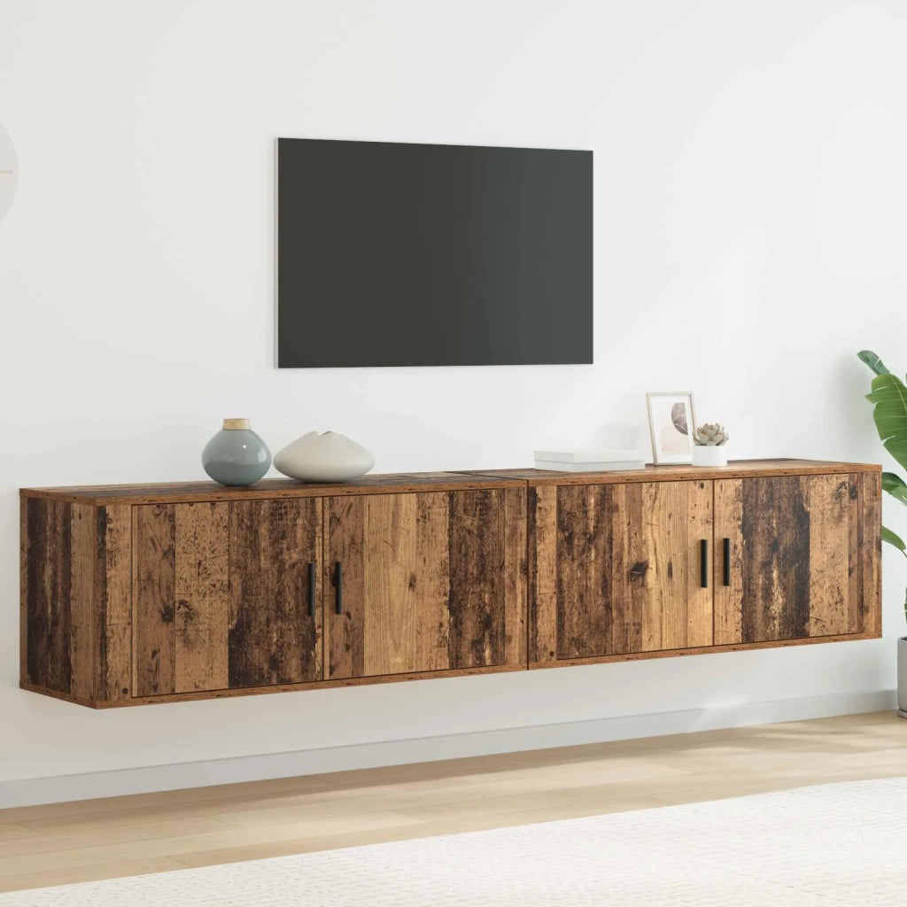 Set Mobile TV da Parete 2 pz | Armadietto TV | Mobile Porta TV Legno vecchio 100 x 34,5 x 40 cm