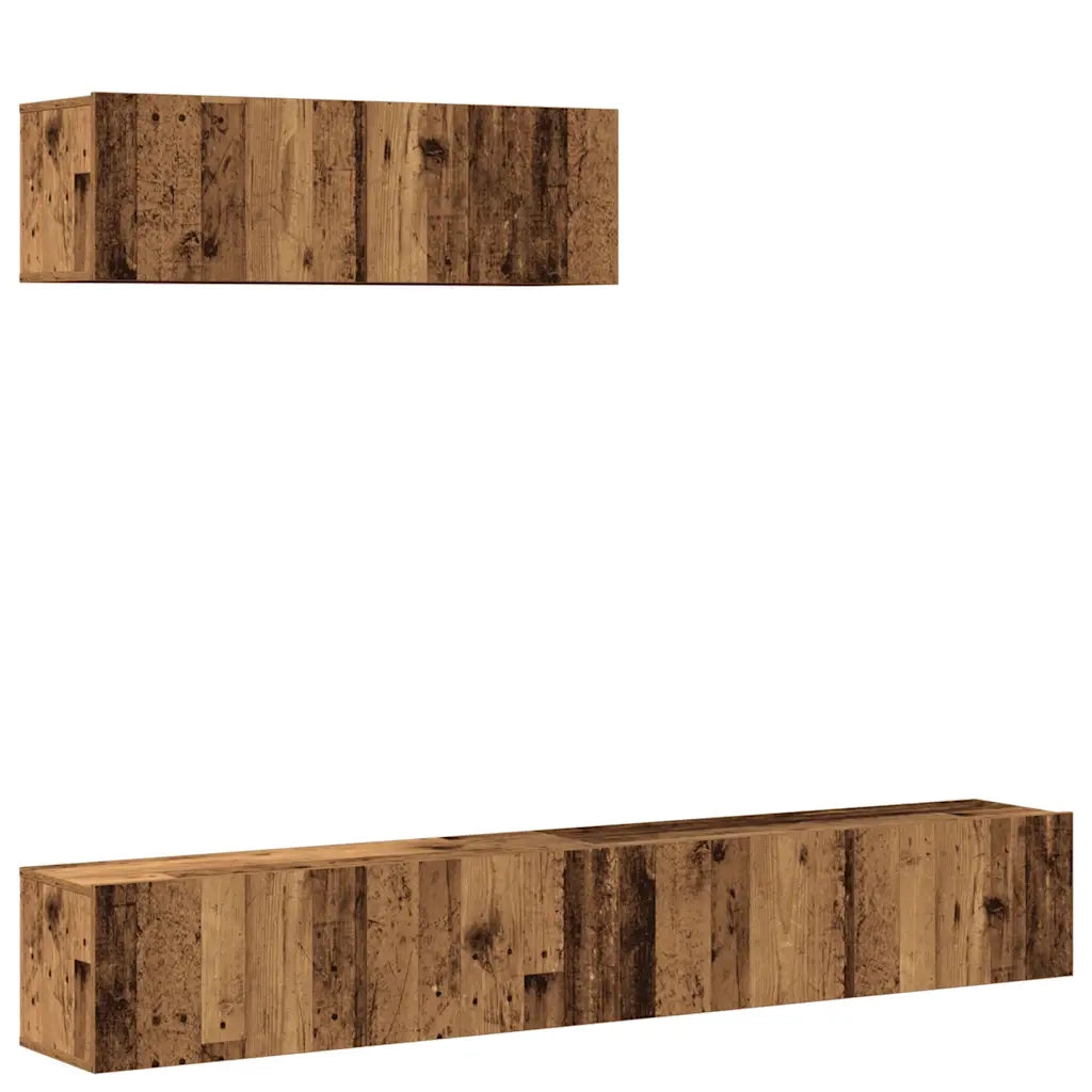 Set Mobile TV 3 pz | Armadietto TV | Mobile Porta TV Montato a Parete Legno Antico in Truciolato