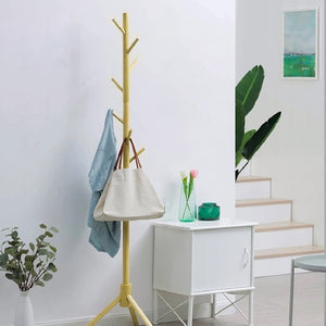 Piantana Appendiabiti in legno Naturale 8 Ganci 41x41 H176cm Verniciato Giallo