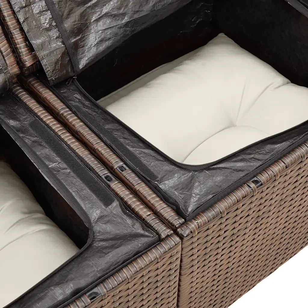 Set Divano da Giardino 5 pz con Cuscini Marrone in Polyrattan 3326724