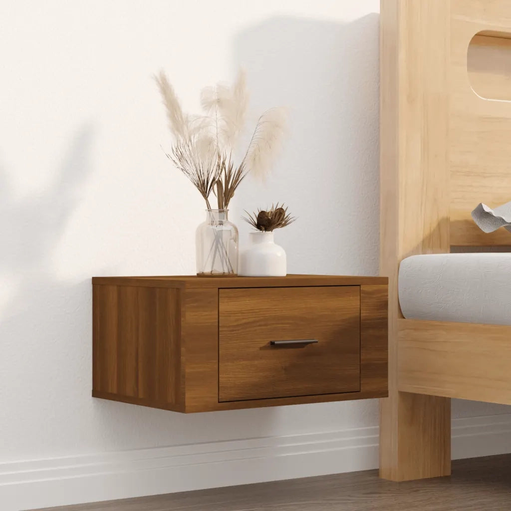 Comodino | Armadio da Notte | Mobiletto da notte a Muro Rovere Marrone 50x36x25 cm