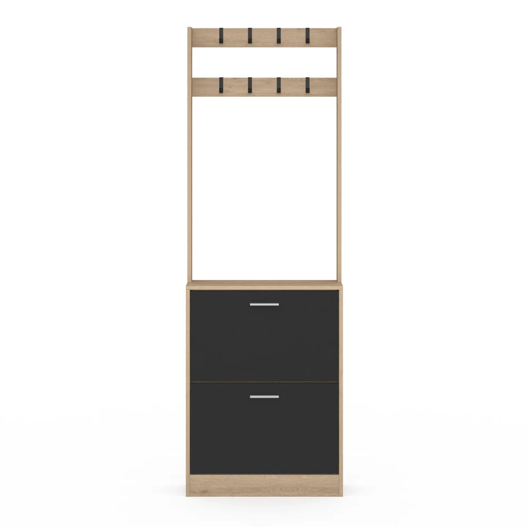 IDMarket - Scarpiera KLARK a 2 ante in legno ed effetto nero