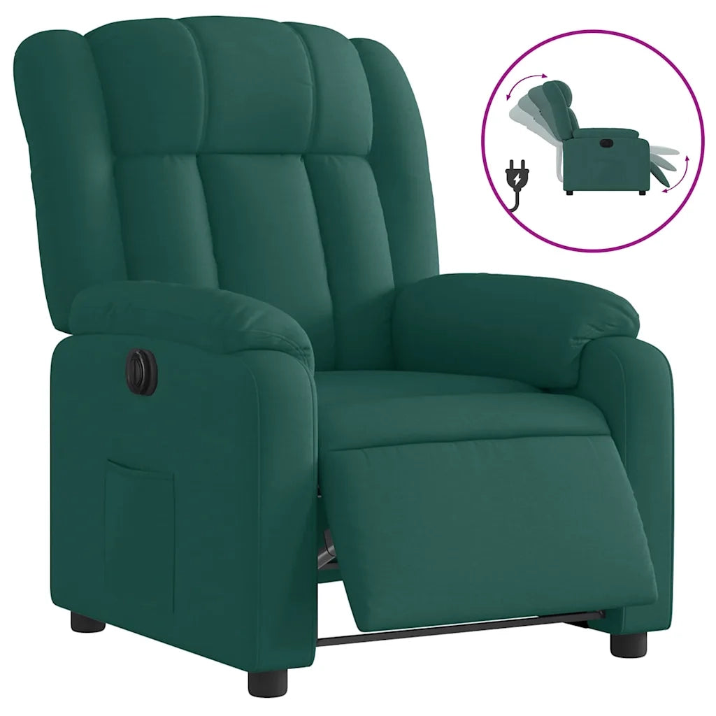 Poltrona | Sedia Relax Elettrica Reclinabile Verde Scuro in Tessuto